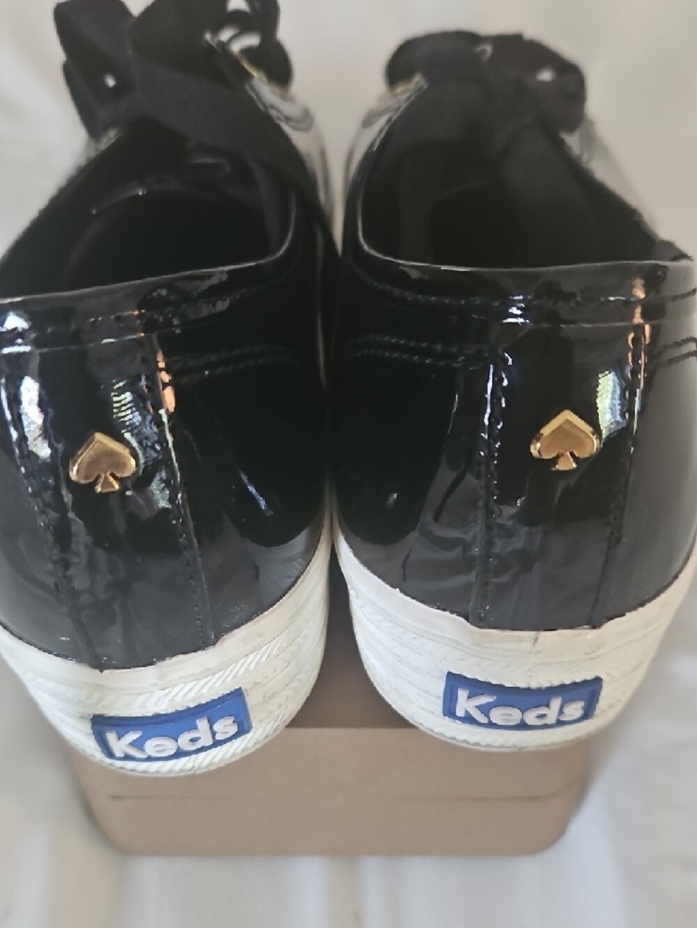 kate spade Black Patent Platform Sneakers with Pink Heart & Lip Charms - Picture 4 of 9